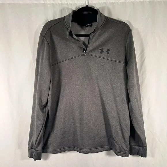 Under Armour Sweater Men's Medium Grey 1/4 Zip Mock Neck Long Sleeve Pullover - Picture 1 of 9